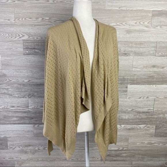 Retro-ology Tan Open Front Long Sleeve cardigan - Picture 1 of 7